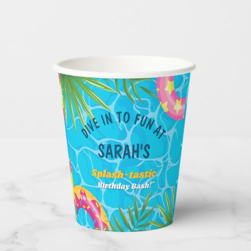 Splash Pool Party Summer Swimming Water Birthday  Paper Cups