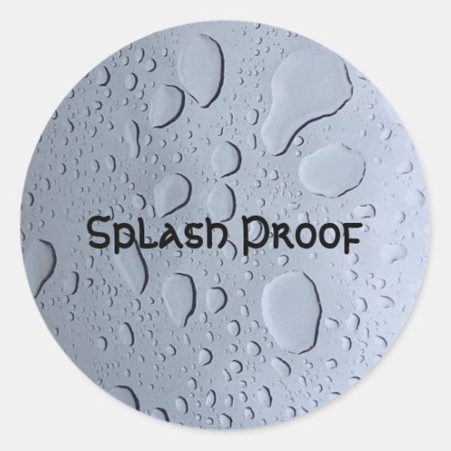 Splash Proof Custom Text Water Drops Background Classic Round Sticker