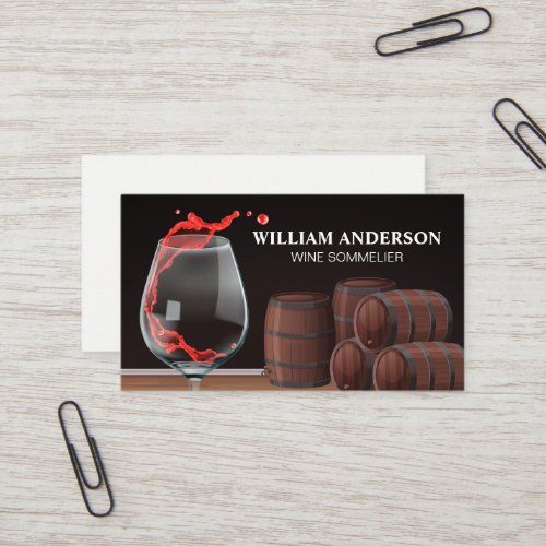 Splash Red Wine  Barrels Business Card