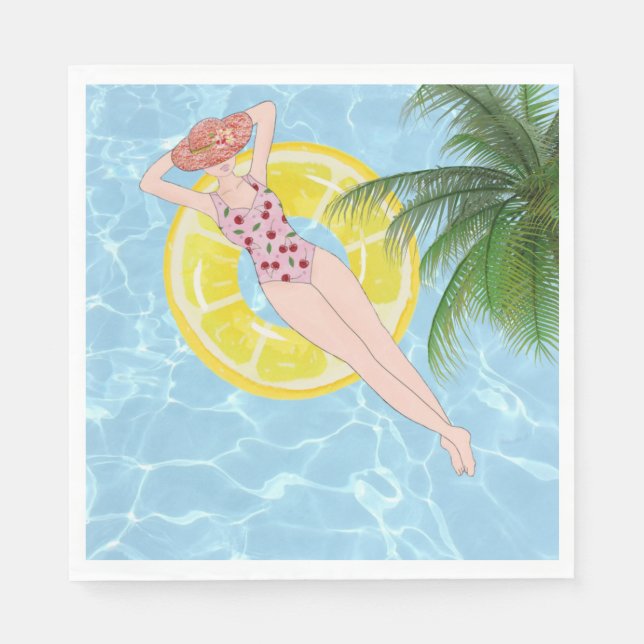 Splash & Sip – Adult Pool Party Napkins (Front)