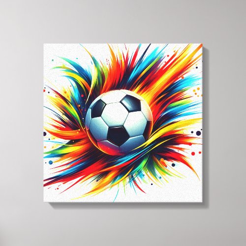 Splash Soccer Ball Futuristic Football Abstract Canvas Print