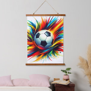 Splash Soccer Ball Futuristic Football Abstract Hanging Tapestry