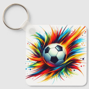Splash Soccer Ball Futuristic Football Abstract Keychain