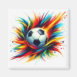 Splash Soccer Ball Futuristic Football Abstract Magnet