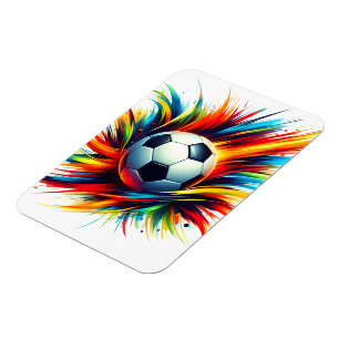 Splash Soccer Ball Futuristic Football Abstract Magnet