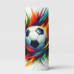 Splash Soccer Ball Futuristic Football Abstract Pillar Candle