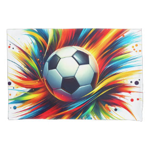 Splash Soccer Ball Futuristic Football Abstract Pillow Case