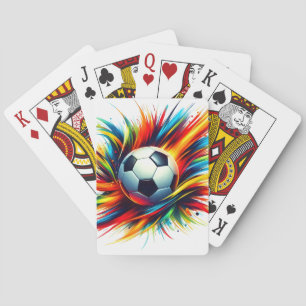Splash Soccer Ball Futuristic Football Abstract Poker Cards