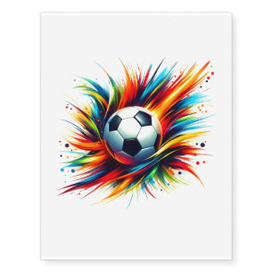 Splash Soccer Ball Futuristic Football Abstract Temporary Tattoos