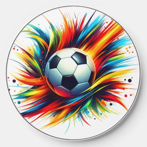 Splash Soccer Ball Futuristic Football Abstract Wireless Charger