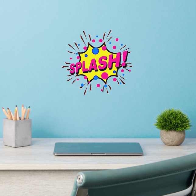 Splash,  Yellow Pink Burst,  Pop Art 12" Wall Decal (Home Office 2)