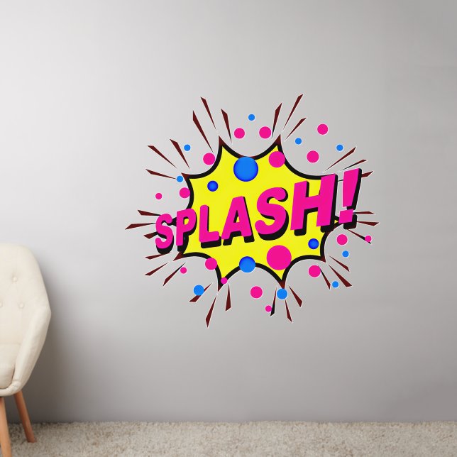 Splash,  Yellow Pink Burst,  Pop Art 50" Wall Decal (Living Room 2)