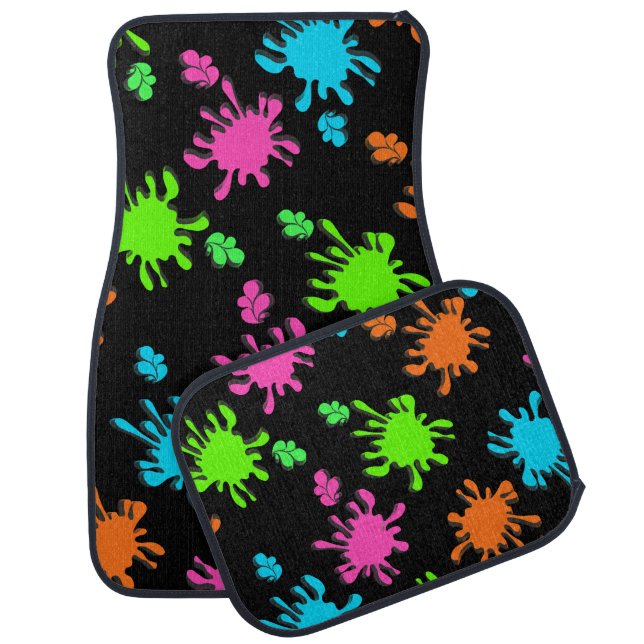 Splashed Black Car Floor Mat (Set)