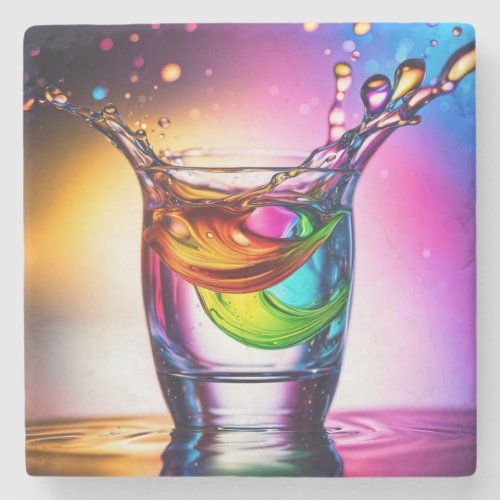 Splashes in a colorful glass stone coaster