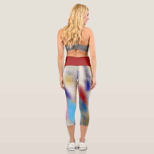 SPLASHES OF COLORREDPINK BLUE ORANGE YELLOW CAPRI LEGGINGS