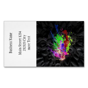 splashes on black magnetic business card