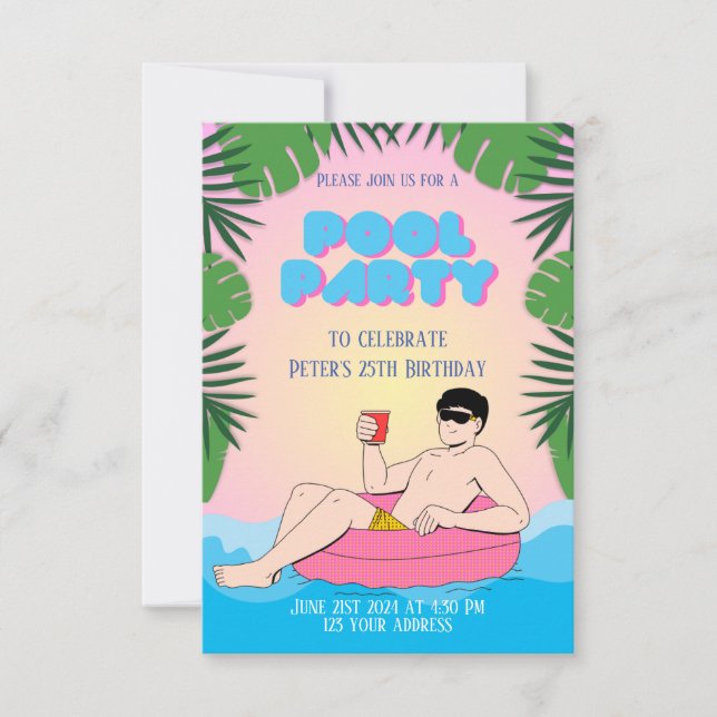 Splashin' Fun Pool Party Invitation (Front)