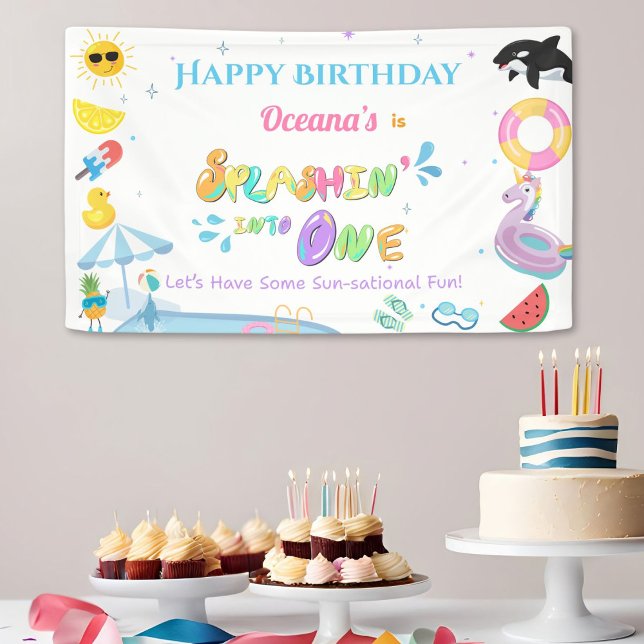 Splashin' into one first birthday pool party banner (Creator Uploaded)
