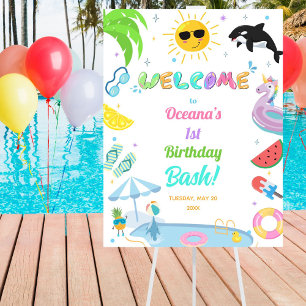Splashin' into one first birthday pool party foam board