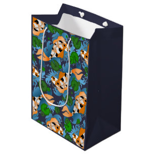 Splashing Asian Carp Koi Fish Pond Lilies Medium Gift Bag