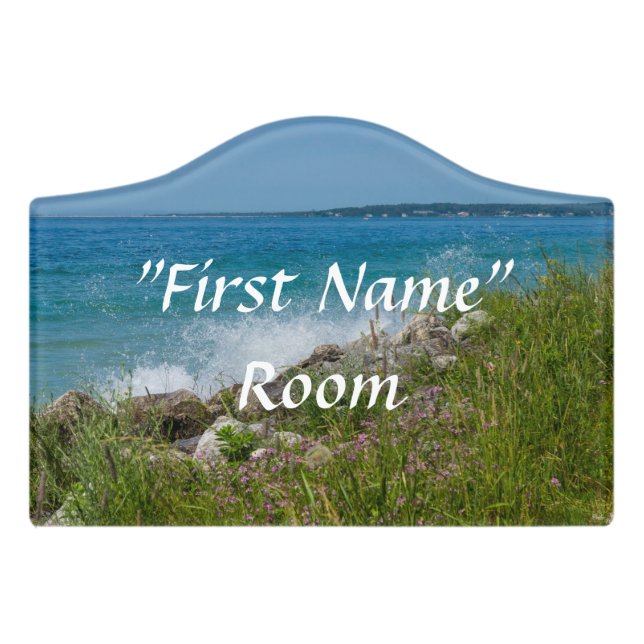 Splashing At Mackinac Door Sign (Small Crest Front)