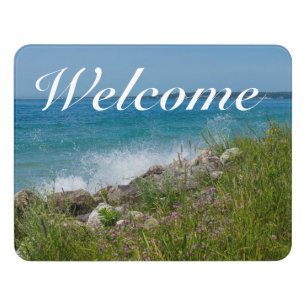 Splashing At Mackinac Welcome Door Sign