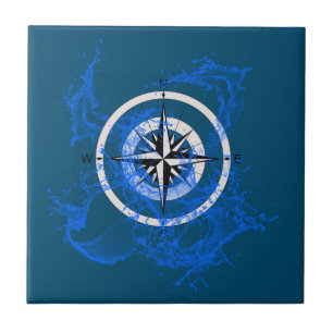 Splashing Compass Rose     Ceramic Tile