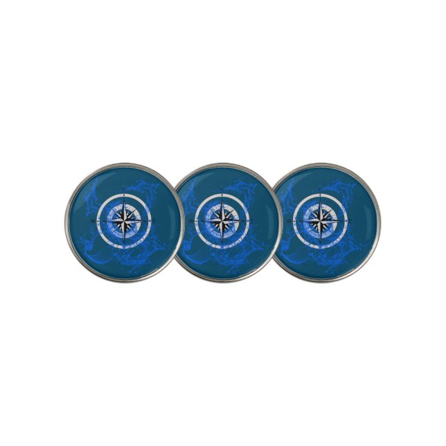 Splashing Compass Rose      Golf Ball Marker (3 Up)