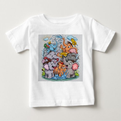 Splashing Elephants Fun in the Sun Baby T_Shirt