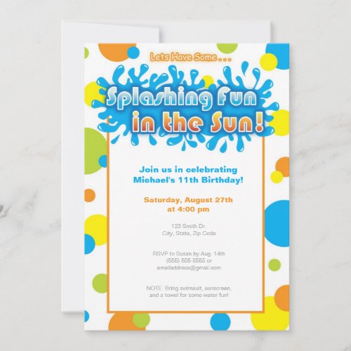 Splashing Fun in the Sun Invitation