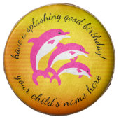 Splashing Good Birthday Dancing Pink Dolphins Chocolate Covered Oreo (Front)