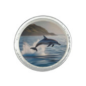 Splashing Leaping Dolphin: A Dance of Joy in Ocean Ring (Front)