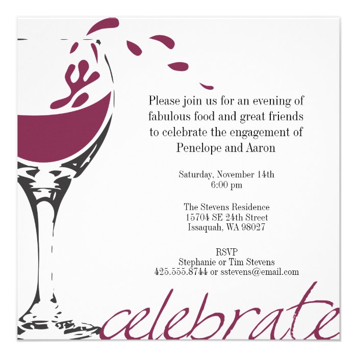 Splashing Merlot Party Invitation