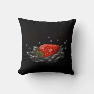 Splashing strawberry throw pillow