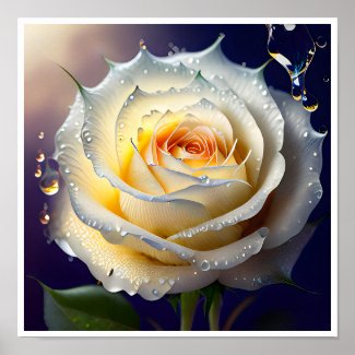 Splashing Water on a White Rose