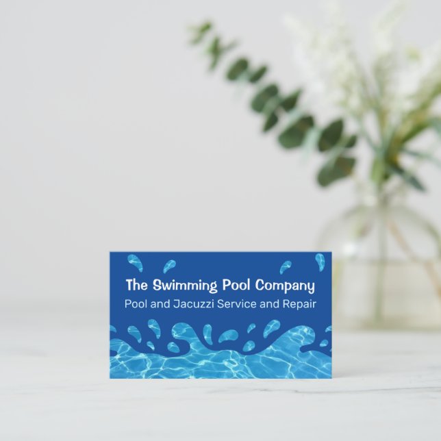 Splashing Water Pool Maintenance or Plumber Business Card (Standing Front)