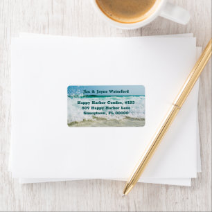 Splashing Waves Beach Address Wide Labels