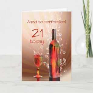 Splashing wine 21st birthday card