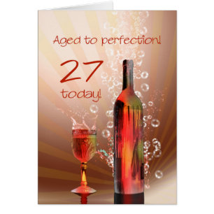Splashing wine 27th birthday card