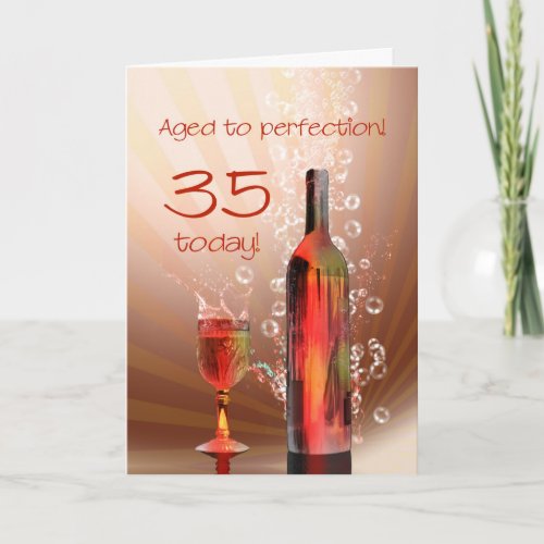Splashing wine 35th birthday card