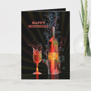 Splashing wine 64th birthday card