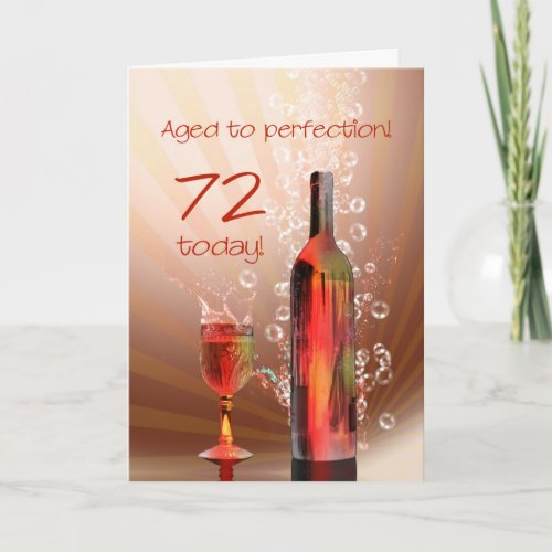 Splashing wine 72nd birthday card