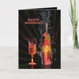 Splashing wine 74th birthday card