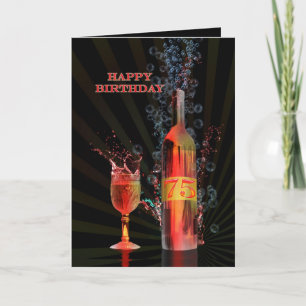 Splashing wine 75th birthday card