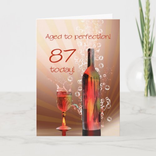 Splashing wine 87th birthday card