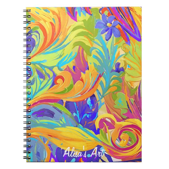 Splashy abstract art cheerful creativity  notebook (Front)