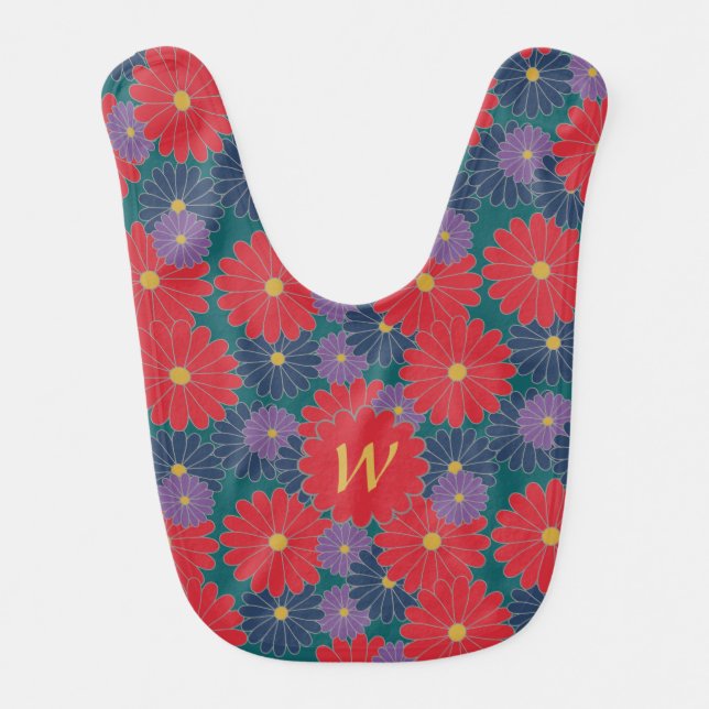 Splashy Fall Floral Bib (Front)