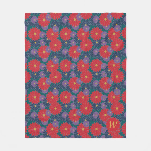 Splashy Fall Floral Fleece Blanket (Front)