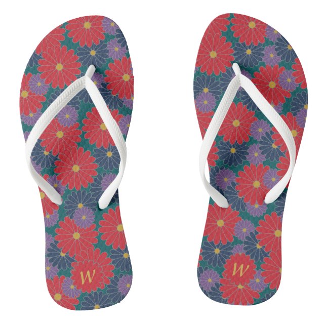 Splashy Fall Floral Flip Flops (Footbed)