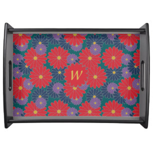 Splashy Fall Floral Serving Tray